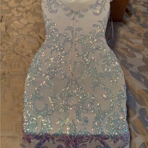 Windsor White Dress with Iridescent Sequin Embellishment